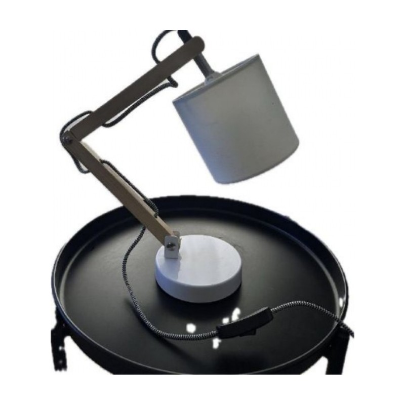 Lampe blanche et bois