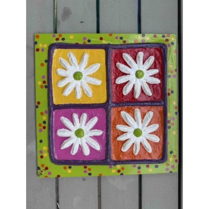 TABLEAU 4 FLEURS - SOPHIE FERAUD - 30 x 30 cm