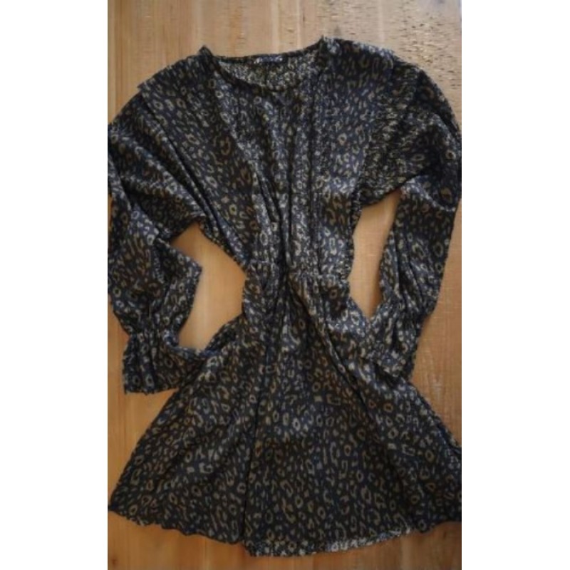 Robe noire à motifs vert kaki neuve ZARA taille S