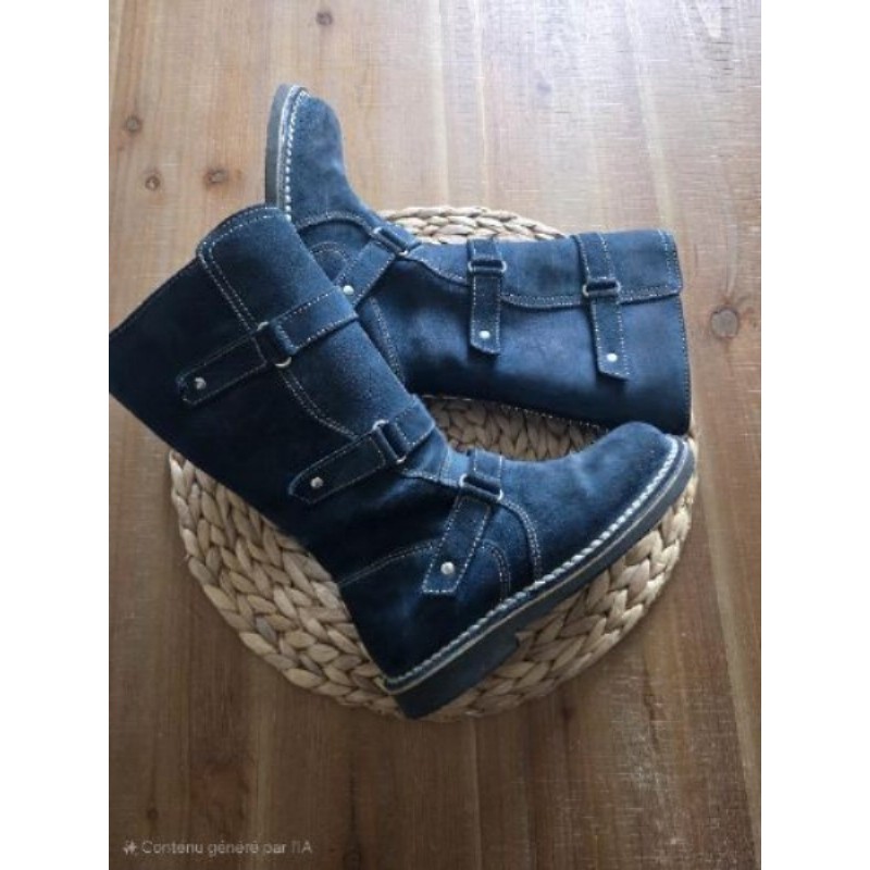 Bottes daims couleur bleu pointure 33