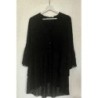 Robe noire Zara - col V à boutons, avec volants aux manches et doubles volants plissés sur le bas - 