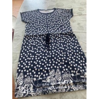 Robe manches courtes bleu...