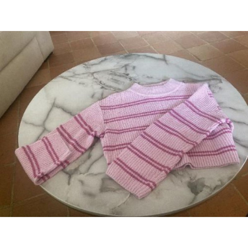 Pull rayé rose H&M taille 10-12 ans