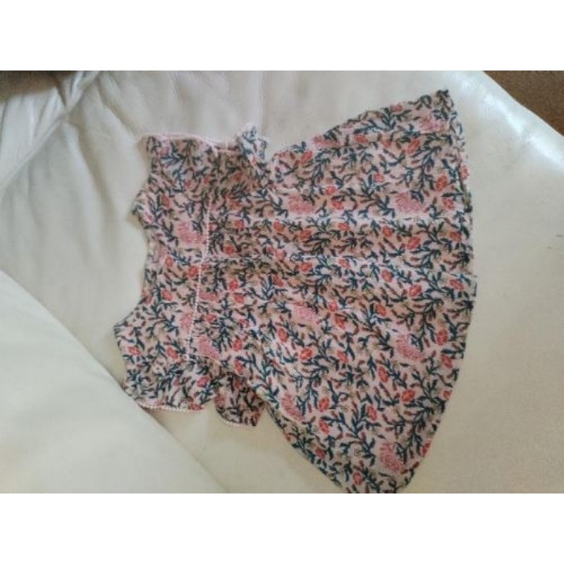 Blouse 4-5ans monoprix crêpe rose et fleurs sans manches 
