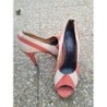 Chaussures cuir talon beige et orange p 40