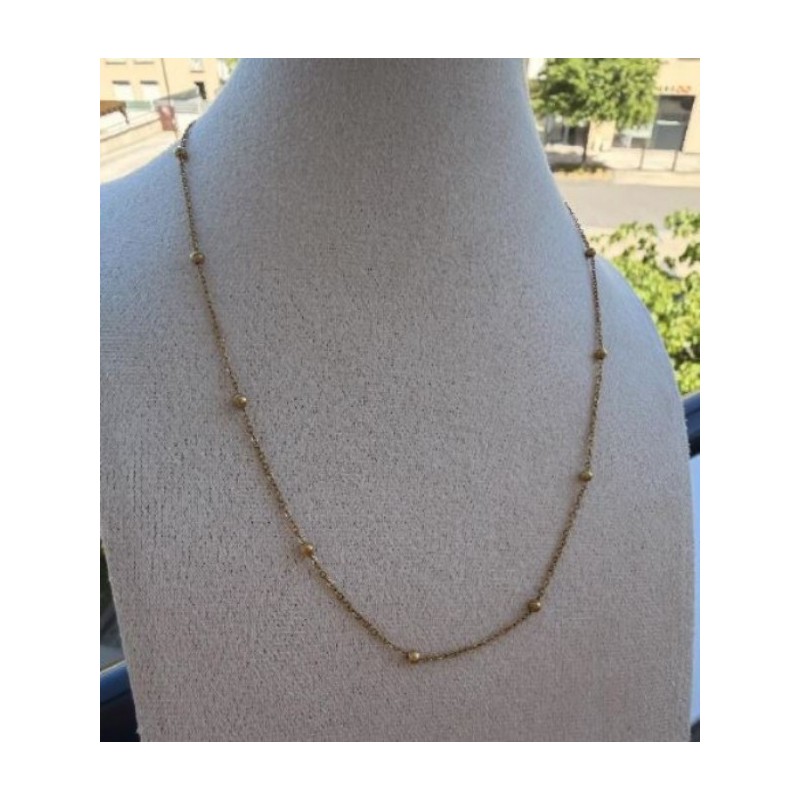 Collier chaîne perle doré | Acier Inoxydable