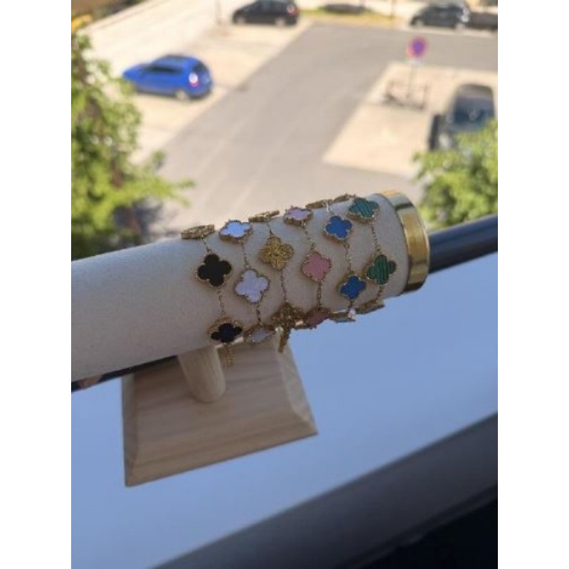 Lot 2 Bracelet Fleur Blanc et vert | Acier Inoxydable 