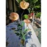 Fleurs artificielles dans vase.