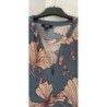 Robe fond bleu fleurs bordeaux  neuve T. 40