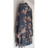 Robe fond bleu fleurs bordeaux  neuve T. 40