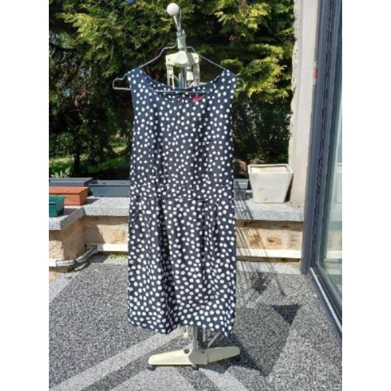 Robe noir sans manches à pois blanc la City taille 1 