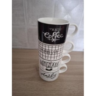 Lot de 4 tasses blanches et...