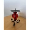 Porte bougie en métal noir et rouge 