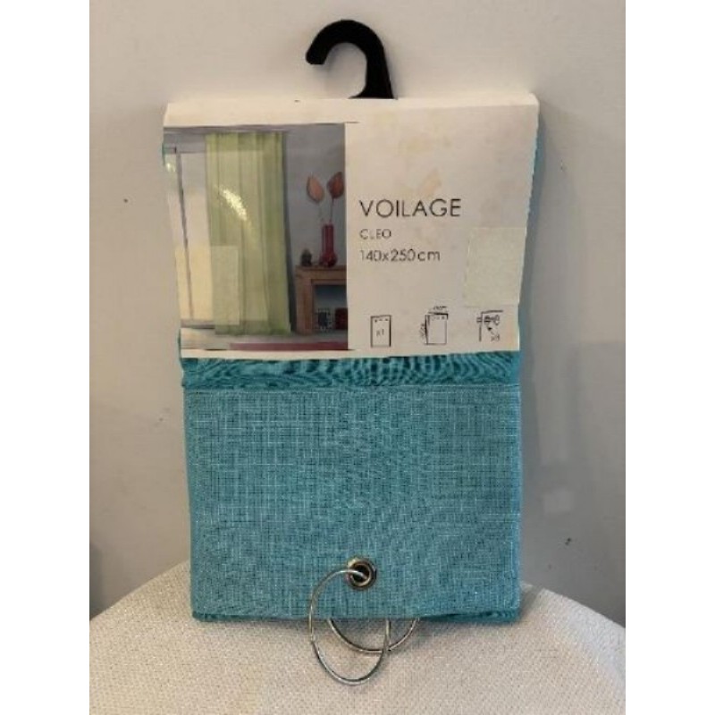 Voilage bleu avec anneaux - 140x250 