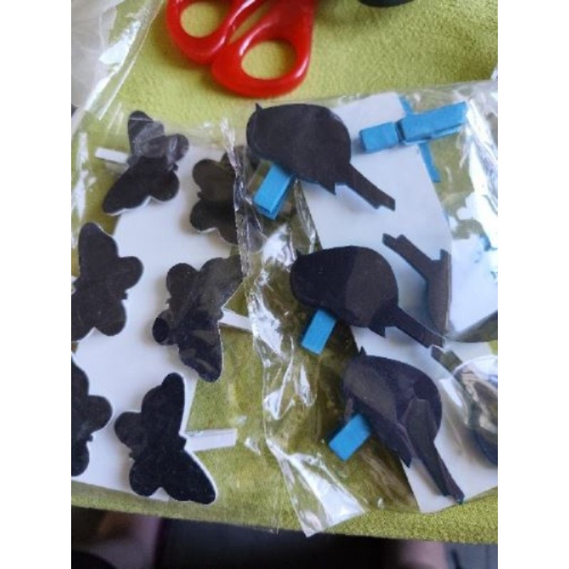 12 Marque place oiseaux et papillons gris et turquoise 