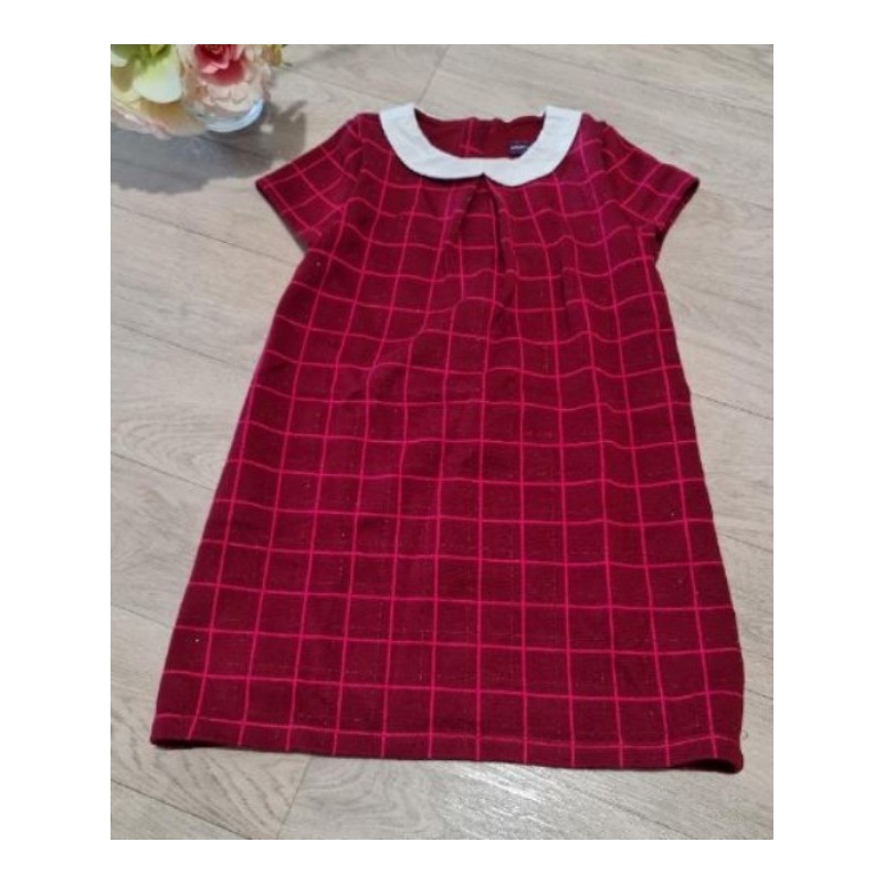 Robe demi manches à carreaux rouge te rose, fille 4ans, Srgent Major