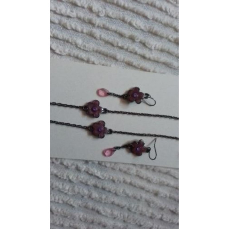 Collier et boucles d oreilles fleurs 