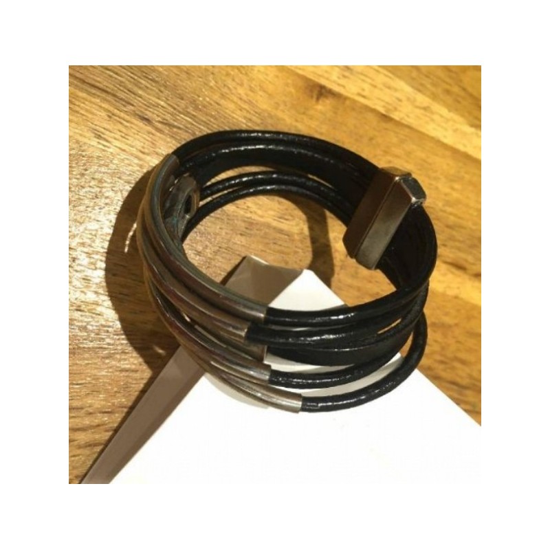 Bracelet cuir et métal CLIO BLUE