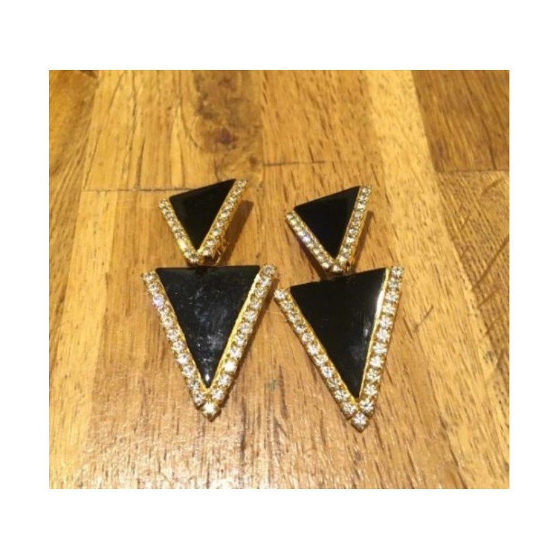 Boucles d'oreilles clip dorées/brillants