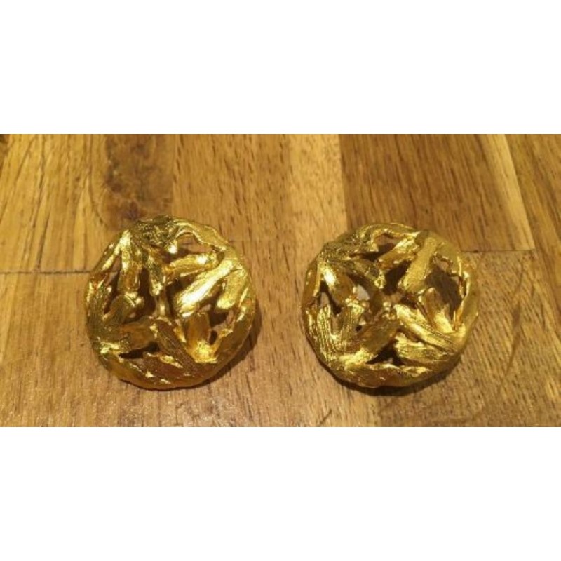 Boucles d'oreilles clip Vintage Métal doré signées Créatrice LINDA HATTAB