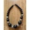  Collier boules noires/argentées