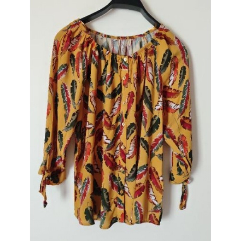 Chemisier manches 3/4 plumes T.42