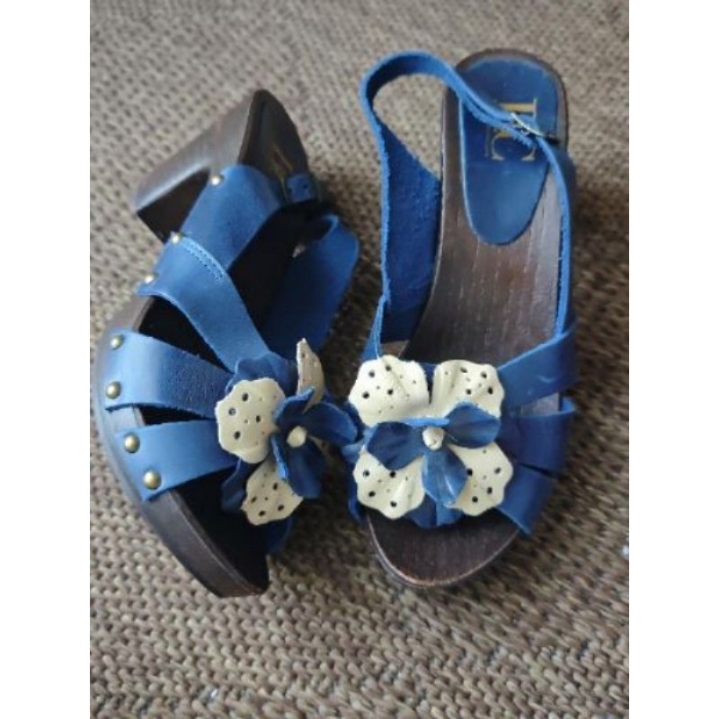 Chaussures à talons cuir bleu T.38