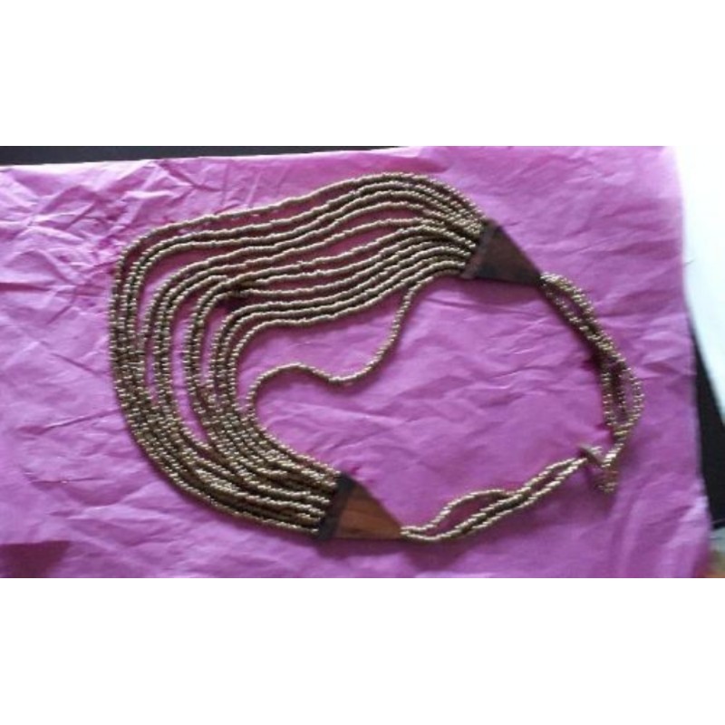 Colliers fantaisie perles bronza  et bois 12 rangs