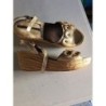 SANDALES COMPENSÉES ELLE DORÉ CUIR TAILLE  37