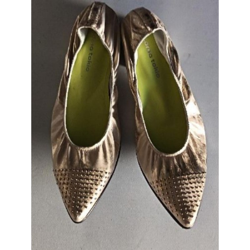 BALLERINES EN CUIR DORÉ ANDRÉA TOLKIO TAILLE 37