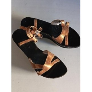 SANDALES VIC MATIÉ CUIR MARRON DORÉ TAILLE 37