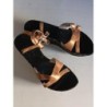 SANDALES VIC MATIÉ CUIR MARRON DORÉ TAILLE 37
