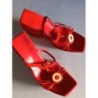 SANDALES VIC MATIÉ COMPENSÉES ROUGE CUIR TAILLE37 