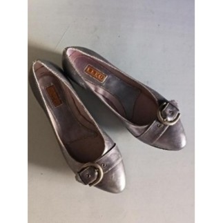 BALLERINES ESKO EN CUIR GRIS ARGENTÉ  TAILLE 37