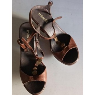SANDALES COMPENSÉES MINELLI MARRON CUIR TAILLE 37