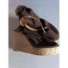 ESPADRILLES COMPENSÉES DUNEA TISSUS/CUIR MARRON TAILLE 37