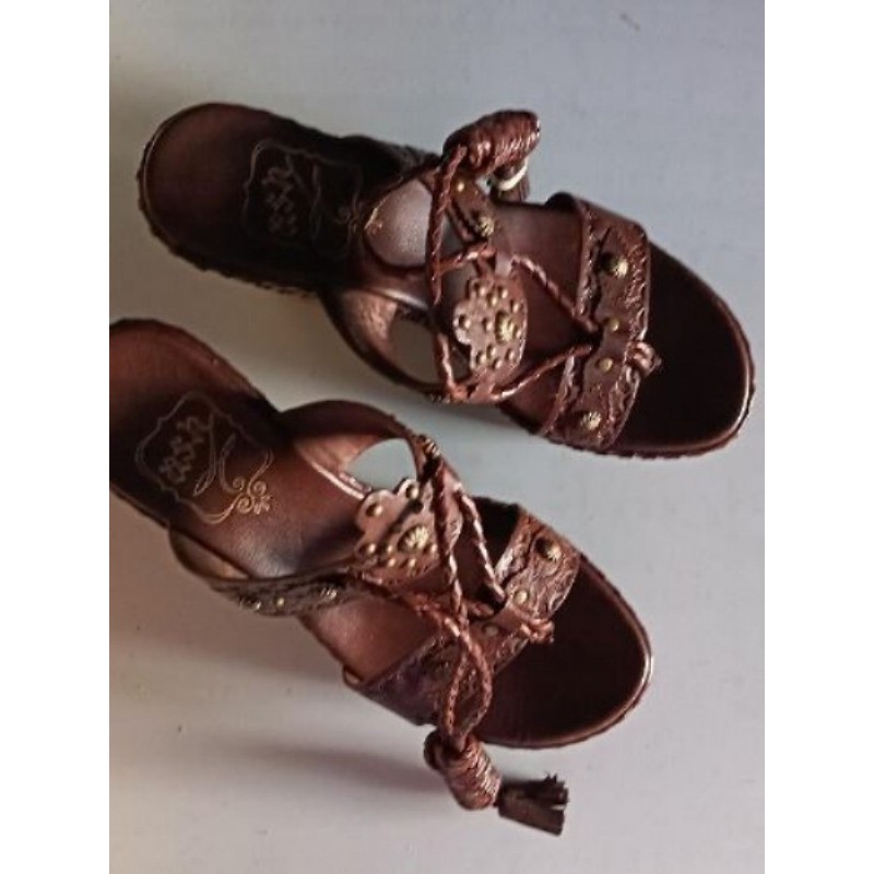 SANDALES COMPENSÉES ASH MARRON CUIR TAILLE 37