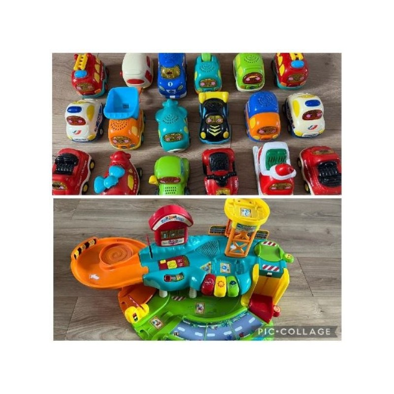 Garage marque Vtech tut tut bolide + 18 voitures et une caravane