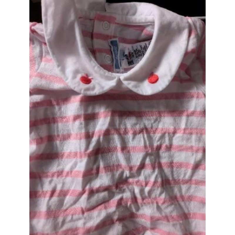 T shirt jacadi bébé fille 12 mois jamais porté neuf rayures roses blanches