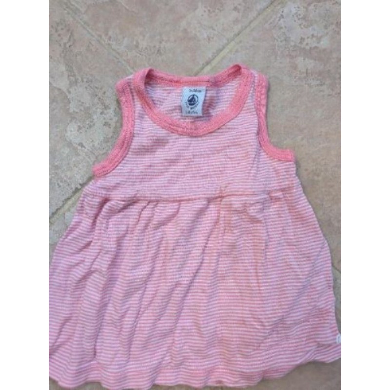 Robe petit bateau bébé fille 3 mois rayures rose blanche 