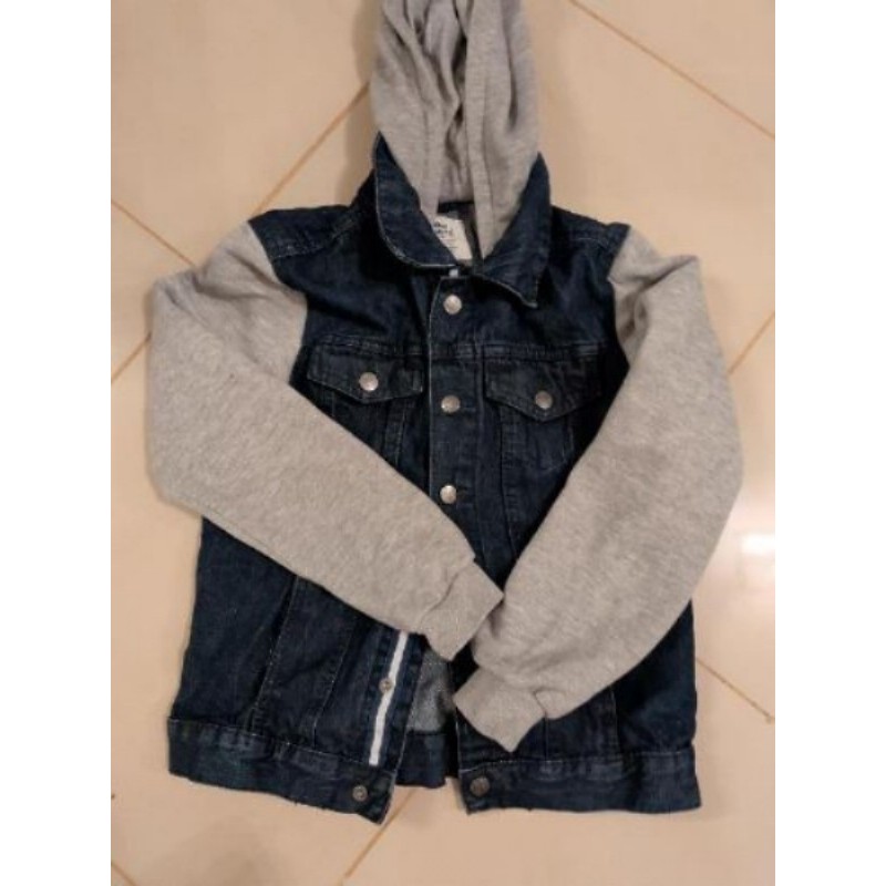Veste en jean denim sweat gris à capuche 10/11 ans  
