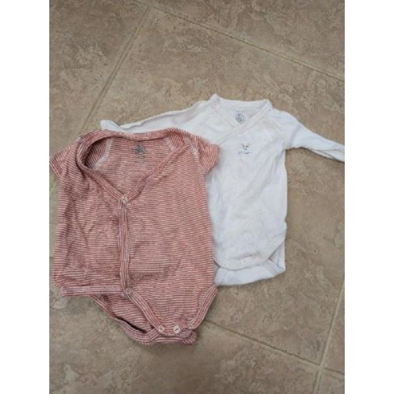 Lot de 2 body petit bateau : taille 1 mois et taille 3 mois 