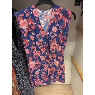Combi short fleurs roses...