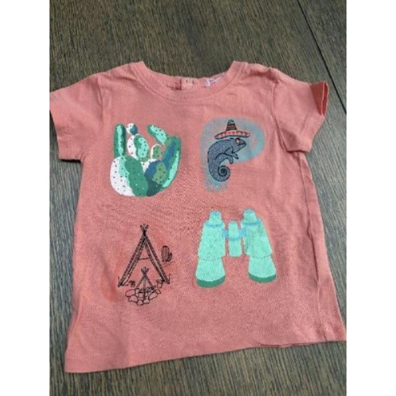 T-shirt rose saumon à motifs DPAM 6 mois garcons