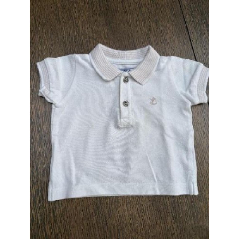 Polo blanc Petit Bateau 6 mois garcon