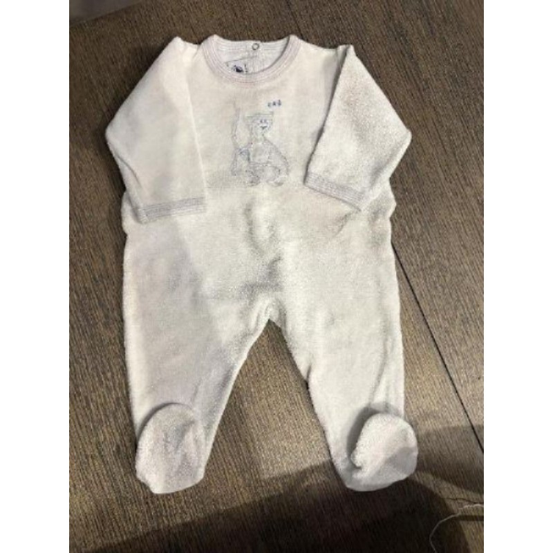 Pyjama grenouillère éponge blanc Petit Bateau 6 mois garcon