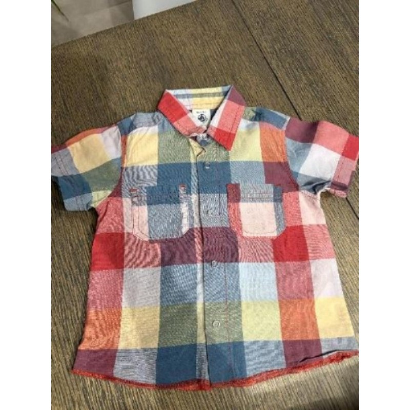 Chemise Petit Bateau manches courtes à carreaux 12 mois garçon 