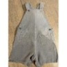 Salopette courte couleur bleu-gris en lin Bout chou 12 mois garcon