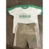 Ensemble t-shirt + short Adidas beige, blanc, vert garçon 12 mois
