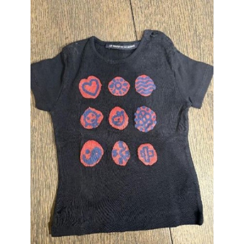 T-shirt manches courtes bleu marine à motifs rouge et bleu Le Phare de la Baleine 12 mois garcon